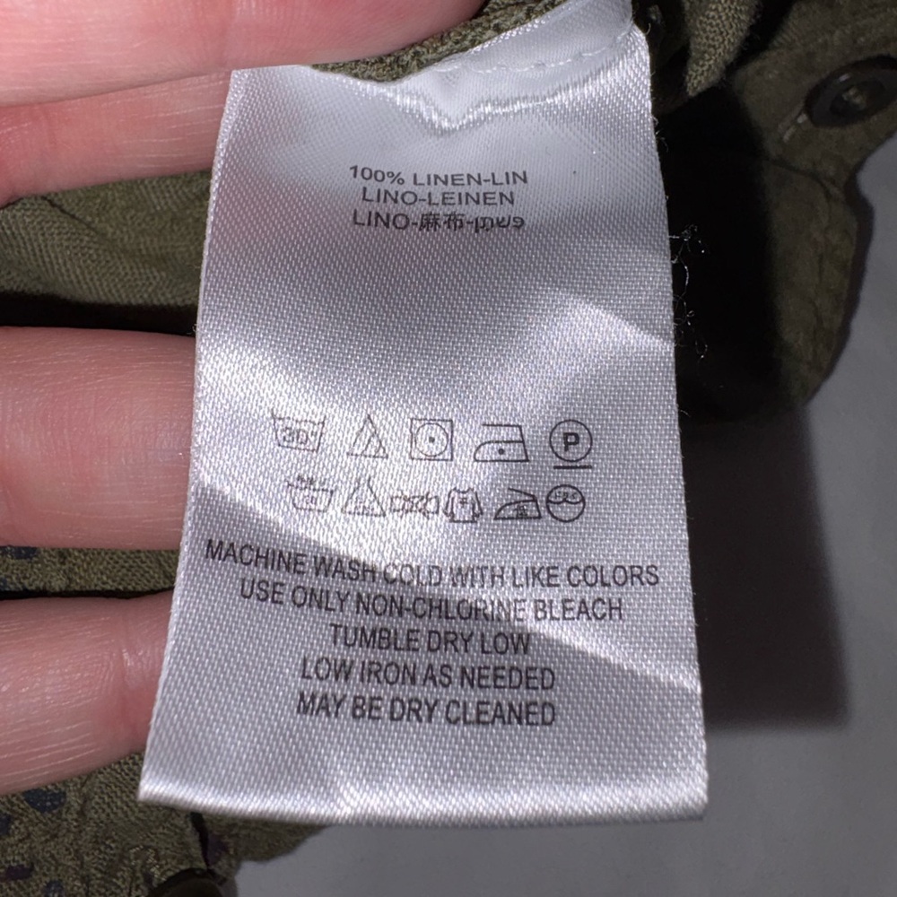 Free People Issa Cargo Pants Linen in Olive Green Bohemian Pattern - Size US 12 - Picture 14 of 16